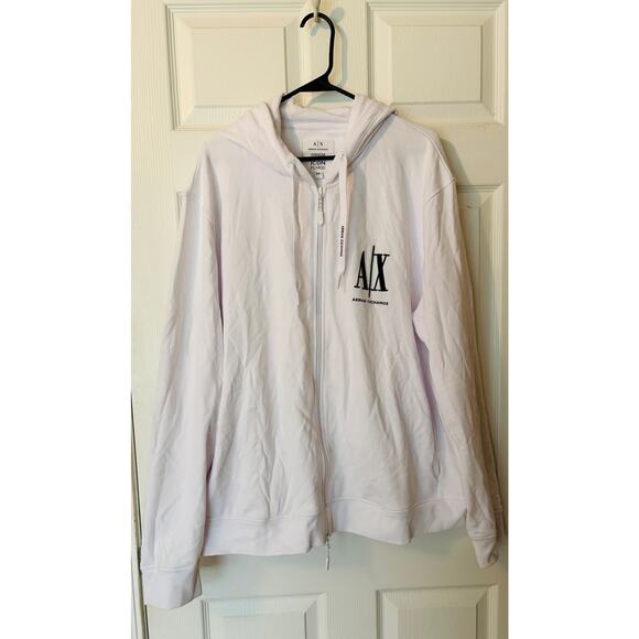 Armani Exchange Full Zip, Embroidered Logo Hooded Sweatshirt 3XL - Picture 1 of 9